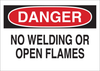 Brady B-302 Polyester Rectangle White Machine & Equipment Sign - 10 in Width x 7 in Height - Laminated - TEXT: DANGER NO WELDING OR OPEN FLAMES - 85197 - 754476-85197 - R. S. Hughes Company, Inc.