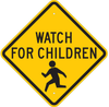 Brady B-555 Aluminum Diamond Yellow Pedestrian & Crosswalk Sign - 18 in Width x 18 in Height - TEXT: WATCH FOR CHILDREN - 124587 -- 754473-81032 - Image