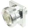 4 Hole Flange N Female (Jack) to 7/16 DIN Female (Jack) Adapter, Silver Plated Brass Body, 1.2 VSWR -- SM4670 - Image