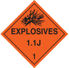 Brady B-120 Fiberglass Reinforced Polyester Square Orange Truck Placards Sign - 10 3/4 in Width x 10 3/4 in Height - TEXT: EXPLOSIVE 1.1J 1 - 63342 - 754476-63342 - R. S. Hughes Company, Inc.