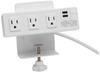 3-Outlet Surge Protector with 2 USB Ports, 10 ft. Cord – 510 Joules, Desk Clamp, White Housing -- TLP310USBCW - Image