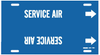 Brady B-915 White on Blue Plastic Strap-On Pipe Marker - 3 1/2 in Character Height - Printed Msg = SERVICE AIR - 4361-H - 754473-67901 - R. S. Hughes Company, Inc.
