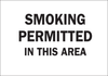 Brady B-401 Polystyrene Rectangle White Smoking Permitted Sign - 10 in Width x 7 in Height - TEXT: SMOKING PERMITTED IN THIS AREA - 25147 - 754476-25147 - R. S. Hughes Company, Inc.