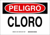Brady B-401 Polystyrene Rectangle White Chemical, Biohazard, Hazardous & Flammable Material Sign - 10 in Width x 7 in Height - Language Spanish - TEXT: PELIGRO CLORO - 39106 - 754473-39106 - R. S. Hughes Company, Inc.