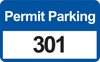Brady Black / Blue on White Rectangle Vinyl Parking Permit Label - 3 1/2 in Width - 2 in Height - Printed Text = PERMIT PARKING - Print Number(s) = 301 to 400 - 96256 - 754476-96256 - R. S. Hughes Company, Inc.