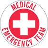 Brady B-946 Red on White Circle Vinyl Hard Hat Label - Printed Text = MEDICAL EMERGENCY TEAM - 49559 - 754476-49559 - R. S. Hughes Company, Inc.