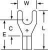 3M Scotchlok Blue Non-Locking Butted Non-Insulated Butted Fork & Spade Terminal MU14-10FK - 0.7 in Length - 0.34 in Fork Width - #10 Stud - 054007-01514 - R. S. Hughes Company, Inc.