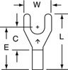 3M Scotchlok Red Non-Locking Brazed Non-Insulated Brazed Fork & Spade Terminal M18-8FX - 0.7 in Length - 0.34 in Fork Width - #8 Stud - 051128-58657 - R. S. Hughes Company, Inc.