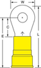 3M Scotchlok Yellow Brazed Nylon Brazed Ring Terminal MN4-14RK - 1.74 in Length - 0.68 in Wide - 0.28 in Inside Diameter - 1/4 in Stud - 054007-08278 - R. S. Hughes Company, Inc.