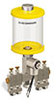Yellow Color Key, Clear View Multiple Feed Electro Lubricator, 1 pt Pyrex Reservoir, 4 feeds, 1/8