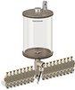Levelux Clear View Multiple Feed Electro Lubricator, 1/2 gal Pyrex Reservoir, 17 Feeds, 1/8