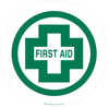 Brady Bradyglo B-819 Vinyl Circle White First Aid Sign x 17 (Dia.) in Height - Laminated - TEXT: FIRST AID - 49063 - 754476-49063 - R. S. Hughes Company, Inc.