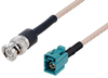 BNC Male to Water Blue FAKRA Jack Cable 60 Inch Length Using RG316 Coax with HeatShrink - PE3W07080/HS-60 - Pasternack