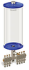Blue Color Key, Clear View Multiple Feed Manual Lubricator, 1 gal Acrylic Reservoir, 7 Feeds, 1/4” OD Tube Outlets - B5163-128AB071BW - Oil-Rite Corp.