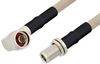 N Male Right Angle to N Female Bulkhead Cable 60 Inch Length Using RG225 Coax , LF Solder - PE34221LF-60 - Pasternack