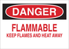 Brady B-120 Fiberglass Reinforced Polyester Rectangle White Chemical, Biohazard, Hazardous & Flammable Material Sign - 14 in Width x 10 in Height - TEXT: DANGER FLAMMABLE KEEP FLAMES AND HEAT AWAY - 7 - 754476-71932 - R. S. Hughes Company, Inc.