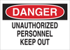 Brady B-555 Aluminum Rectangle White Restricted Area / No Trespassing Sign - 10 in Width x 7 in Height - TEXT: DANGER UNAUTHORIZED PERSONNEL KEEP OUT - 95377 - 754476-95377 - R. S. Hughes Company, Inc.