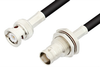 BNC Male to BNC Female Bulkhead Cable 12 Inch Length Using 75 Ohm RG59 Coax, RoHS - PE3103LF-12 - Pasternack