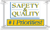 Brady B-450 Vinyl Rectangle White Productivity & Quality Sign - 5 ft Width x 3 ft Height - TEXT: SAFETY & QUALITY #1 PRIORITIES! - 56970 - 754476-56970 - R. S. Hughes Company, Inc.