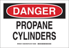 Brady B-302 Polyester Rectangle White Chemical, Biohazard, Hazardous & Flammable Material Sign - 10 in Width x 7 in Height - Laminated - TEXT: DANGER PROPANE CYLINDERS - 126380 - 754473-74558 - R. S. Hughes Company, Inc.