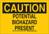 Brady B-401 Polystyrene Rectangle Yellow Chemical, Biohazard, Hazardous & Flammable Material Sign - 14 in Width x 10 in Height - TEXT: CAUTION POTENTIAL BIOHAZARD PRESENT - 126688 - 754473-74889 - R. S. Hughes Company, Inc.