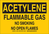 Brady B-401 Polystyrene Rectangle Chemical, Biohazard, Hazardous & Flammable Material Sign - 14 in Width x 10 in Height - TEXT: ACETYLENE FLAMMABLE GAS NO SMOKING NO OPEN FLAMES - 125563 - 754473-73244 - R. S. Hughes Company, Inc.