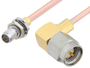 Slide-On BMA Plug Bulkhead to SMA Male Right Angle Cable 6 Inch Length Using RG405 Coax - PE3C4884-6 - Pasternack