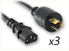 LOCKING NEMA L6-15P to IEC-60320-C13 x 3 HOME // Power Cords // High Voltage Power Cords // Locking Blade Power Cords - 0611.096 - Quail Electronics