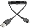 USB 2.0 A to Mini-B Coiled Cable (M/M), 3 ft. -- U030-003-COIL - Image