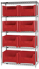 Open Wire Shelving, 5Shelves, 8Bins, Red; Shelving Unit Type Quantum Storage - 44AC8165 - Newark, An Avnet Company