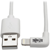 Right-Angle Lightning Cable, USB Type-A to Lightning, 3 ft. Cord, Reversible Lightning Plug -- M100-003-LRA-WH - Image