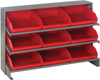 Sloped Bench Rack, 3Shelves, 9Bins, Red; Shelving Unit Type Quantum Storage - 44AC6447 - Newark, An Avnet Company
