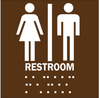 Brady B-81 Plastic Square Brown Restroom Sign - 8 in Width x 8 in Height - TEXT: RESTROOMS - 70129 - 754476-70129 - R. S. Hughes Company, Inc.