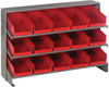 Sloped Bench Rack, 3Shelves, 15Bins, Red; Shelving Unit Type Quantum Storage - 44AC6435 - Newark, An Avnet Company