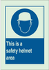 Brady Bradyglo B-347 Polyester / Polystyrene Rectangle Personal Protection Equipment (PPE) Sign - 14 in Width x 14 in Height - Glow in the Dark - TEXT: THIS IS A SAFETY HELMET AREA - 90722 - 754476-90722 - R. S. Hughes Company, Inc.