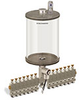 Levelux Clear View Multiple Feed Electro Lubricator, 1/2 gal Acrylic Reservoir, 14 Feeds, 1/8