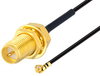 Reverse Polarity SMA Female Bulkhead to UMCX 2.5 Plug Cable 12 Inch Length Using 1.37mm Coax, RoHS - PE3CA1018-12 - Pasternack
