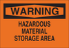 Brady B-302 Polyester Rectangle Orange Chemical, Biohazard, Hazardous & Flammable Material Sign - 14 in Width x 10 in Height - Laminated - TEXT: WARNING HAZARDOUS MATERIAL STORAGE AREA - 85548 - 754476-85548 - R. S. Hughes Company, Inc.