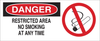 Brady B-120 Fiberglass Reinforced Polyester Rectangle White Smoking Not Permitted Sign - 17 in Width x 7 in Height - TEXT: DANGER RESTRICTED AREA NO SMOKING AT ANY TIME - 70509 - 754476-70509 - R. S. Hughes Company, Inc.