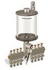Levelux Clear View Multiple Feed Electro Lubricator, 1 qt Acrylic Reservoir, 8 Feeds, 1/4” OD Tube Outlets, 120V/60Hz - B5177-032AB0812061W - Oil-Rite Corp.
