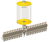 Yellow Color Key, Clear View Multiple Feed Electro Lubricator, 1/2 gal Pyrex Reservoir, 23 Feeds, 1/4” OD Tube Outlets, 120V/60Hz - B5162-064PB2312061YW - Oil-Rite Corp.