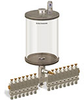 Levelux Clear View Multiple Feed Manual Lubricator, 1/2 gal Acrylic Reservoir, 15 Feeds, 1/4” OD Tube Outlets - B5178-064AB151W - Oil-Rite Corp.