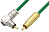 75 Ohm RCA Male to 75 Ohm RCA Male Right Angle Cable 12 Inch Length Using 75 Ohm PE-B159-GR Green Coax - PE38134/GR-12 - Pasternack