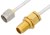 2.92mm Male to 2.92mm Female Bulkhead Cable 6 Inch Length Using PE-SR405FL Coax, LF Solder, RoHS - PE34749LF-6 - Pasternack