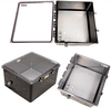 18x16x10 Polycarbonate Weatherproof Outdoor IP66 NEMA 4X Enclosure, 240 VAC Universal Outlet MNT PLT, MECH Therm Heat Clear Lid Black -- TEBWPC181610-EH0 - Image