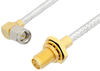 SMA Male Right Angle to SMA Female Bulkhead Cable 12 Inch Length Using PE-SR402FL Coax - PE34299-12 - Pasternack
