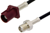 SMA Female to Bordeaux FAKRA Plug Cable 48 Inch Length Using RG174 Coax - PE39345D-48 - Pasternack