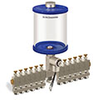 Blue Color Key, Clear View Multiple Feed Electro Lubricator, 1 qt Acrylic Reservoir, 12 Feeds, 1/8