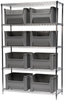 Akro-Mils Stak-N-Store 2000 lb Adjustable Gray Chrome Steel Open Adjustable Fixed Shelving System - 9 Bins - 2000 lb Total Capacity - AWS184813017 GREY - AWS184813017 GREY - R. S. Hughes Company, Inc.