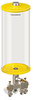 Yellow Color Key, Clear View Multiple Feed Manual Lubricator, 1 gal Acrylic Reservoir, 3 Feeds, 1/8